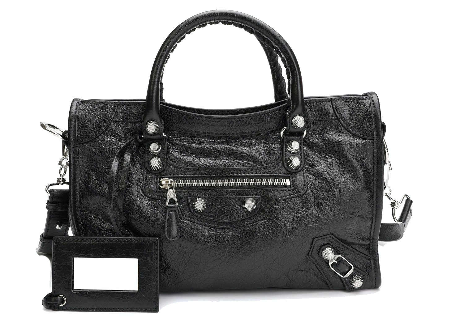 Balenciaga City Shoulder Bag Black in Lambskin with Silvertone  GB
